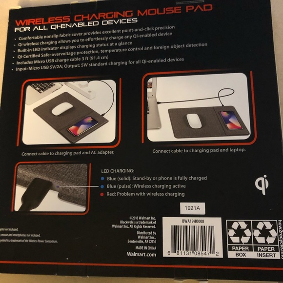 COPY - Blackweb Wireless Charging Mouse Pad 5W New - Picture 2 of 2